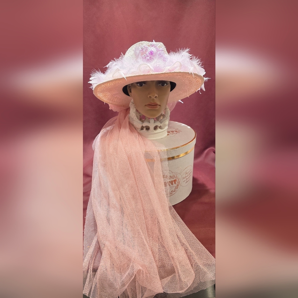 ELSIE MASSEY Victorian Revival Western Lavender Feather Floral Kentucky Derby
